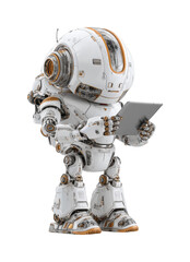 Naklejka premium Robot engaging with technology futuristic environment