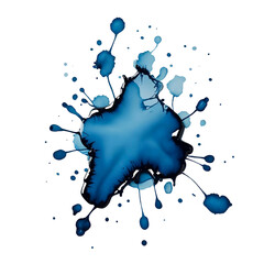 Blue ink splash PNG. Isolated design element for webdesign, socialmedia, greetingcards, branding, planners, sublimation, scrapbooking, photoediting, typography, education.