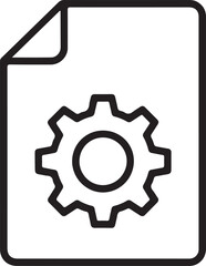 Simple outline icon of a document with a gear symbol representing settings or configuration