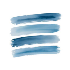 Blue watercolor brush strokes texture, isolated on transparent PNG background, ideal for webdesign, planners, branding.