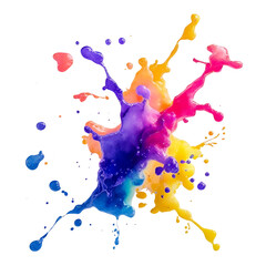 Multicolor splash effect isolated on transparent PNG background for webdesign, socialmedia, greetingcards, branding, planners, sublimation, scrapbooking, photoediting.