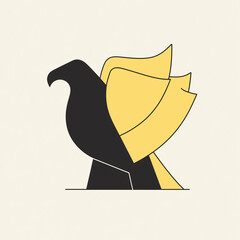 abstract eagle mascot logo minimal shapes white background