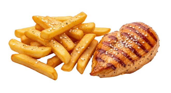 Isolated Chicken and Fries