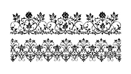 a collection of seven intricate black and white floral decorative pattern designs