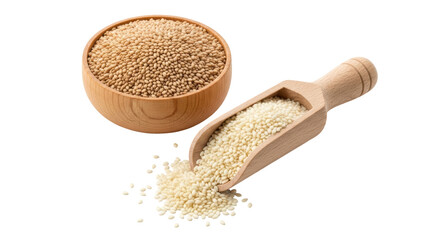 Isolated bowl of sesame seeds with scoop