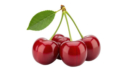 Isolated Cherries with Leaf