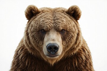 Fototapeta premium Grizzly bear portrait, studio shot, white background, wildlife