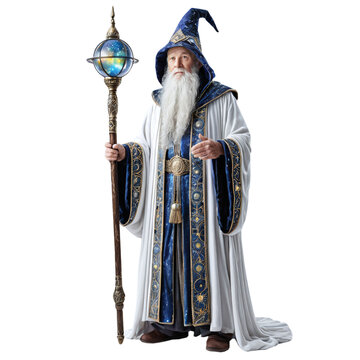 old Celestial Wizard isolated on transparent background