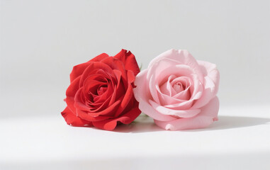 Fototapeta premium pink roses on white background