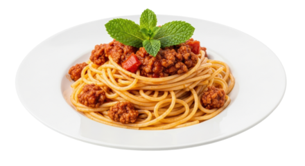 Isolated Spaghetti Bolognese on Plate