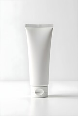 Minimalist White Cosmetic Tube on Clean White Background