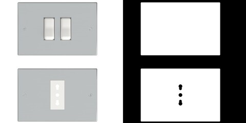 3D rendering illustration of 4 Wall Switch and Outlet Plates Set