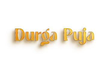 Golden Durga Puja Title PNG with Transparent Background