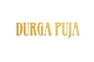 Golden Durga Puja Title PNG with Transparent Background