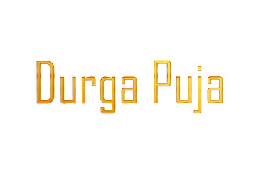 Golden Durga Puja Title PNG with Transparent Background