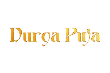 Golden Durga Puja Title PNG with Transparent Background