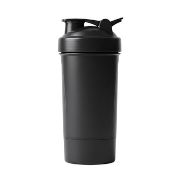 Black protein shaker bottle for the gym