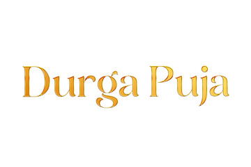 Golden Durga Puja Title PNG with Transparent Background