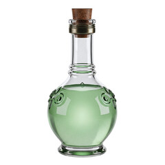 Glass potion bottle with green magic elixir