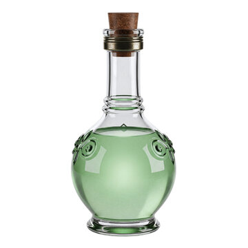 Glass potion bottle with green magic elixir