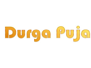 Golden Durga Puja Title PNG with Transparent Background