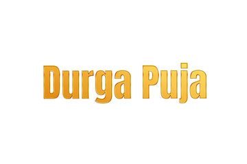 Golden Durga Puja Title PNG with Transparent Background