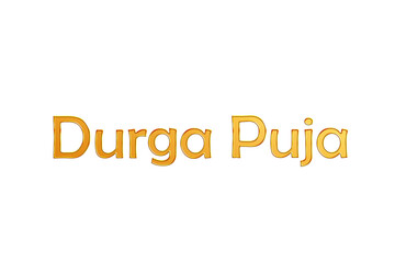 Golden Durga Puja Title PNG with Transparent Background