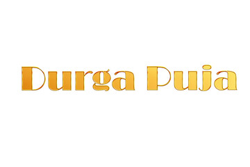 Golden Durga Puja Title PNG with Transparent Background