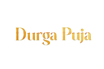 Golden Durga Puja Title PNG with Transparent Background
