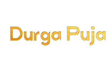Golden Durga Puja Title PNG with Transparent Background