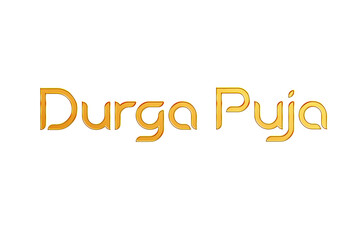 Golden Durga Puja Title PNG with Transparent Background