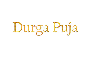 Golden Durga Puja Title PNG with Transparent Background