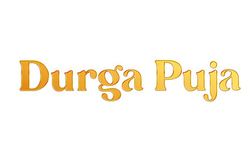 Golden Durga Puja Title PNG with Transparent Background