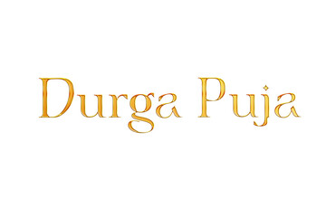 Golden Durga Puja Title PNG with Transparent Background