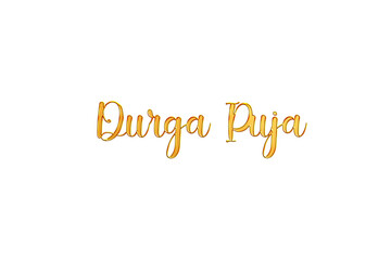 Golden Durga Puja Title PNG with Transparent Background