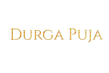 Golden Durga Puja Title PNG with Transparent Background