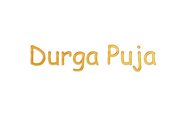 Golden Durga Puja Title PNG with Transparent Background