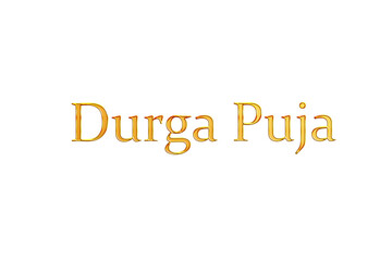 Golden Durga Puja Title PNG with Transparent Background