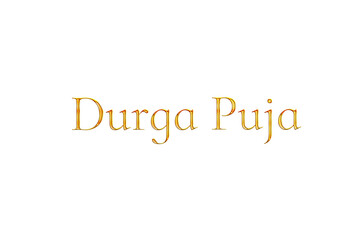 Golden Durga Puja Title PNG with Transparent Background