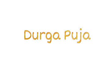 Golden Durga Puja Title PNG with Transparent Background