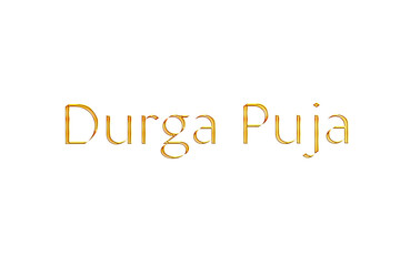 Golden Durga Puja Title PNG with Transparent Background
