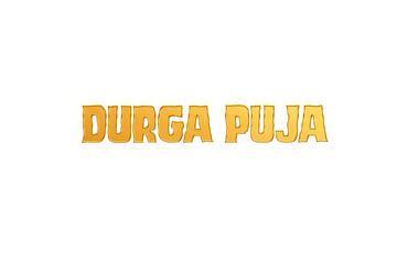 Golden Durga Puja Title PNG with Transparent Background