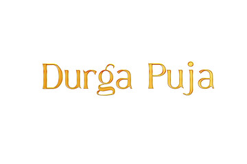 Golden Durga Puja Title PNG with Transparent Background