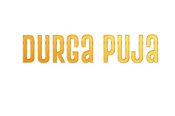 Golden Durga Puja Title PNG with Transparent Background