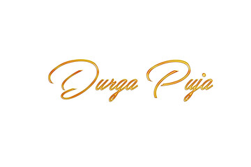 Obraz premium Golden Durga Puja Title PNG with Transparent Background