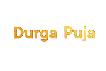 Golden Durga Puja Title PNG with Transparent Background