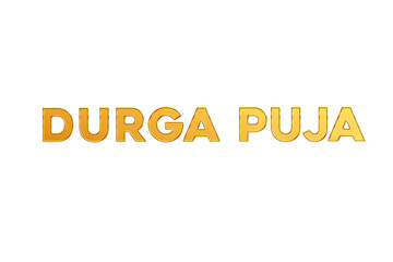 Golden Durga Puja Title PNG with Transparent Background