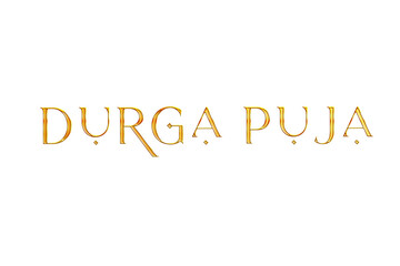 Golden Durga Puja Title PNG with Transparent Background