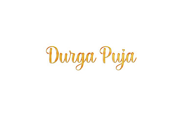 Golden Durga Puja Title PNG with Transparent Background
