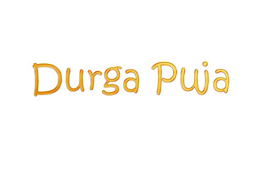 Golden Durga Puja Title PNG with Transparent Background
